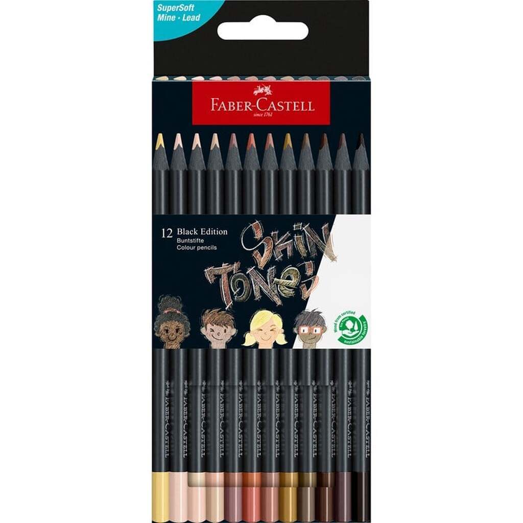 Faber-Castell Black Edition triangular Skin tones 12 ass