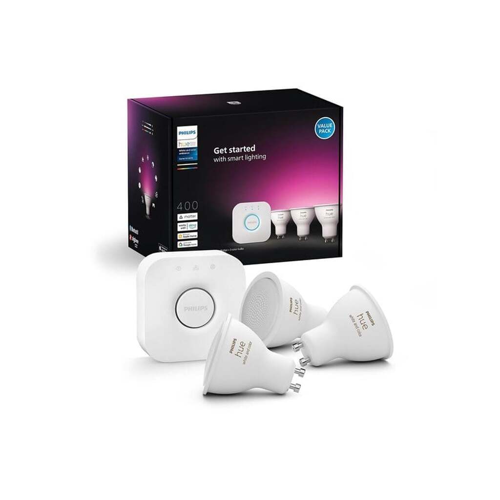 Philips Hue GU10 3-pack + Bridge Starter Kit - White &amp; color ambience