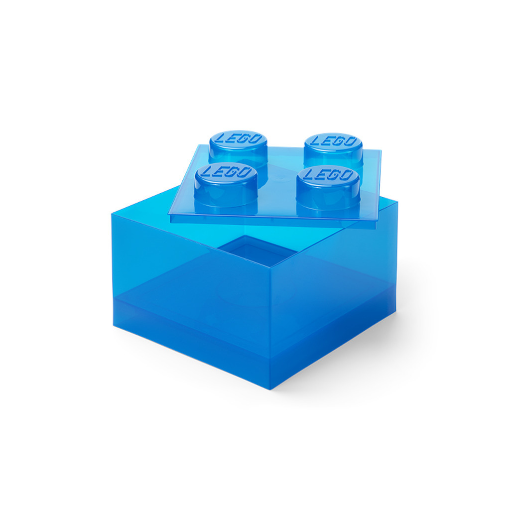 LEGO Storage Brick 4 Top Lid Translucent Blue