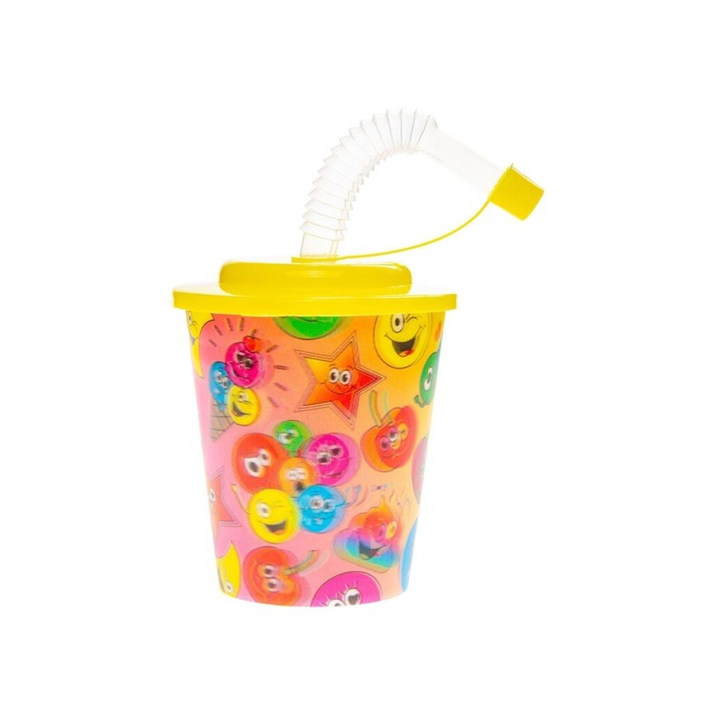 LG-Imports - Cup with Lid and Straw Smiley Face 12pcs.