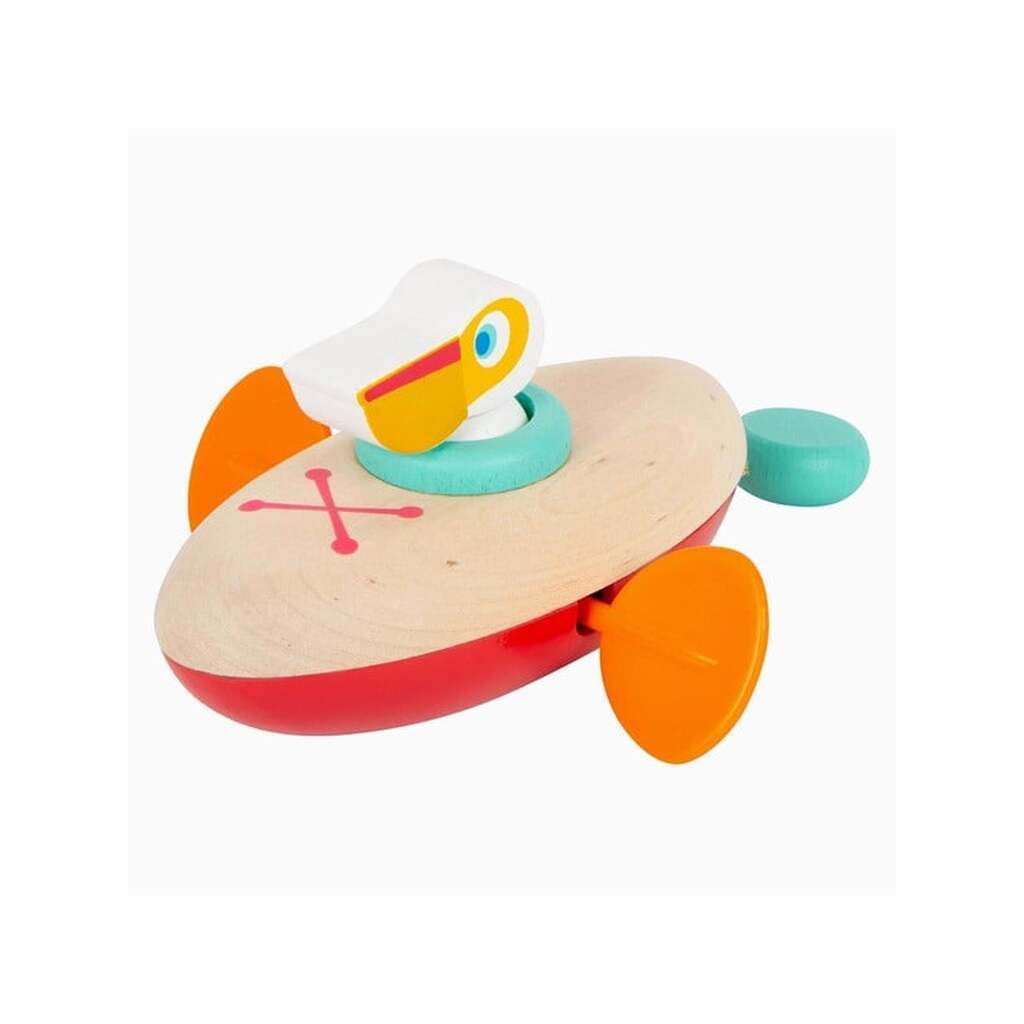 Small Foot - Bath Toys Wooden Canoe Pelican Wind U