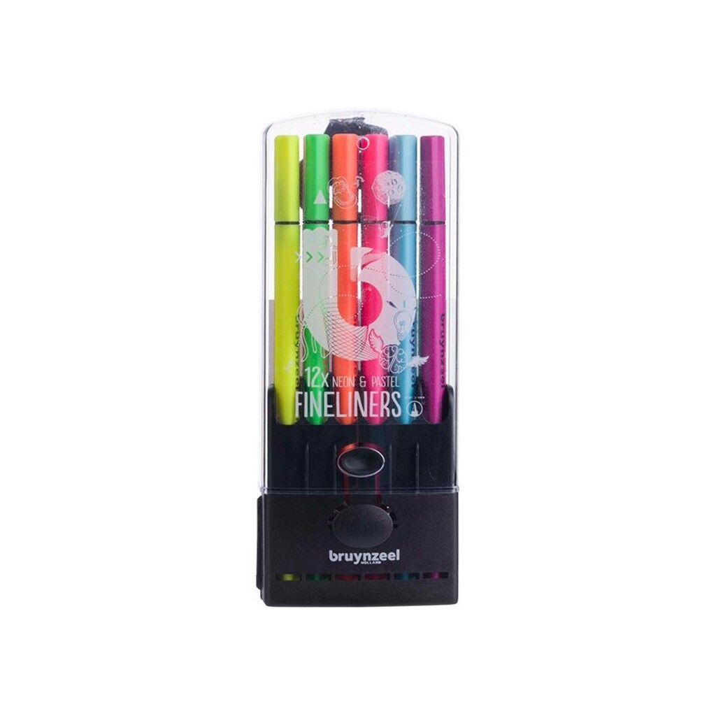 Bruynzeel Fineliner Set Neon &amp; Pastel 12 Colors