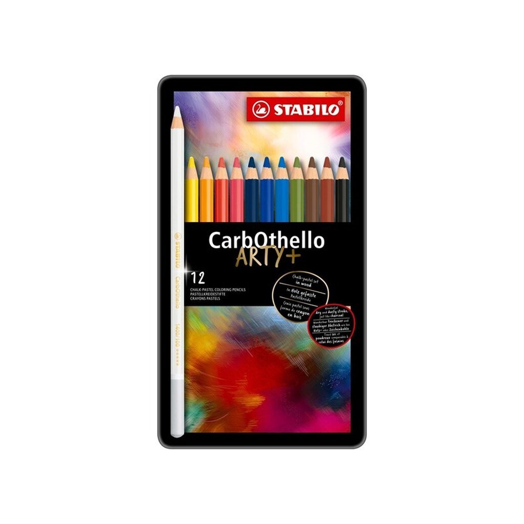 STABILO CarbOthello - Chalk Pastel Coloured Pencil - Metal Set 12 Pcs.