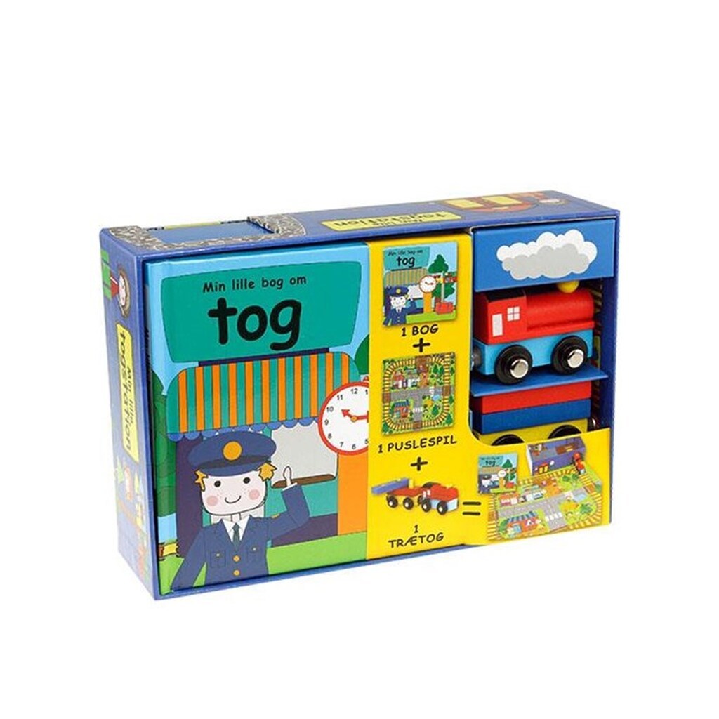 Min lille togstation - Aktivitetsæske - Børnebog - hardcover
