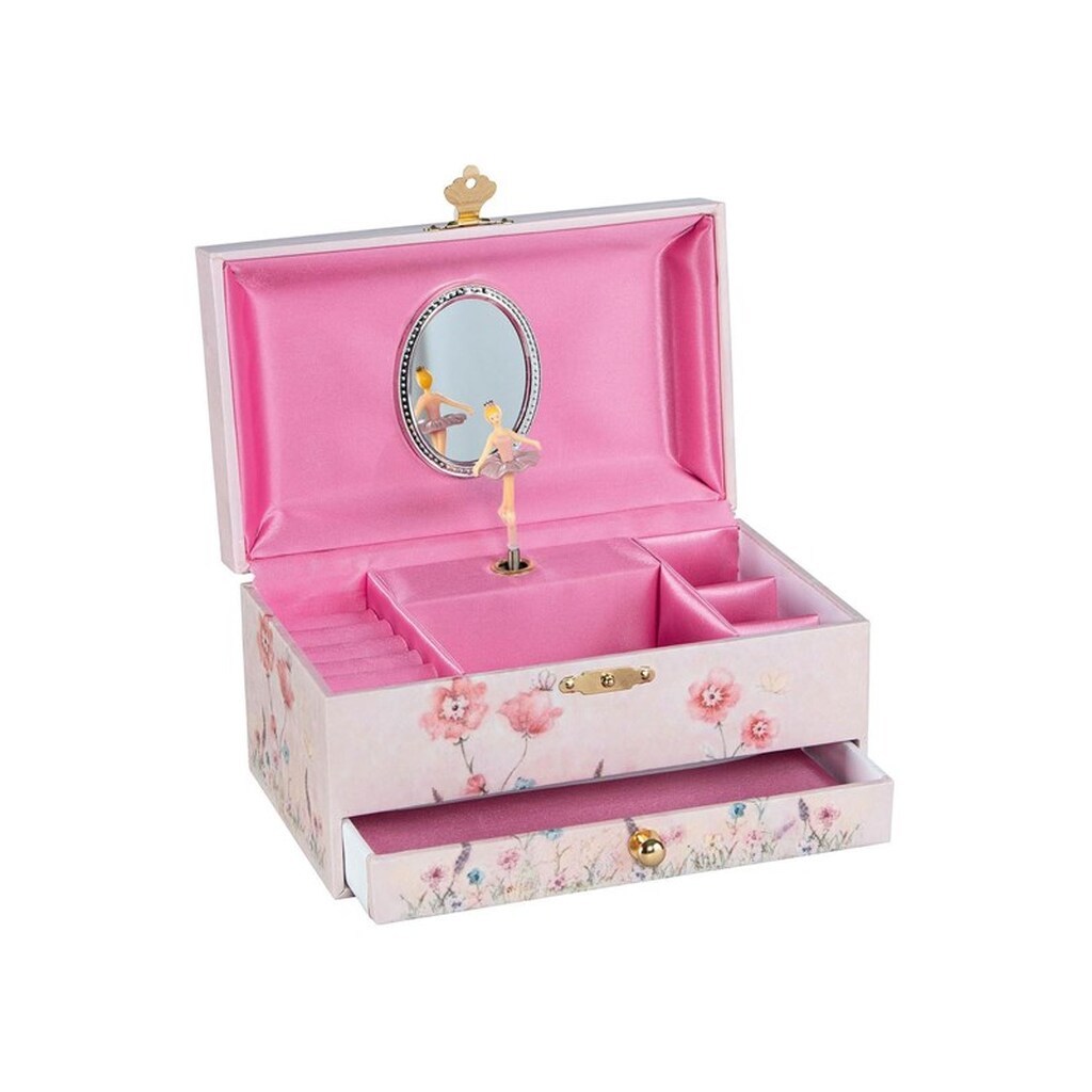 Goki Music Box Ballerina Flowers Pink