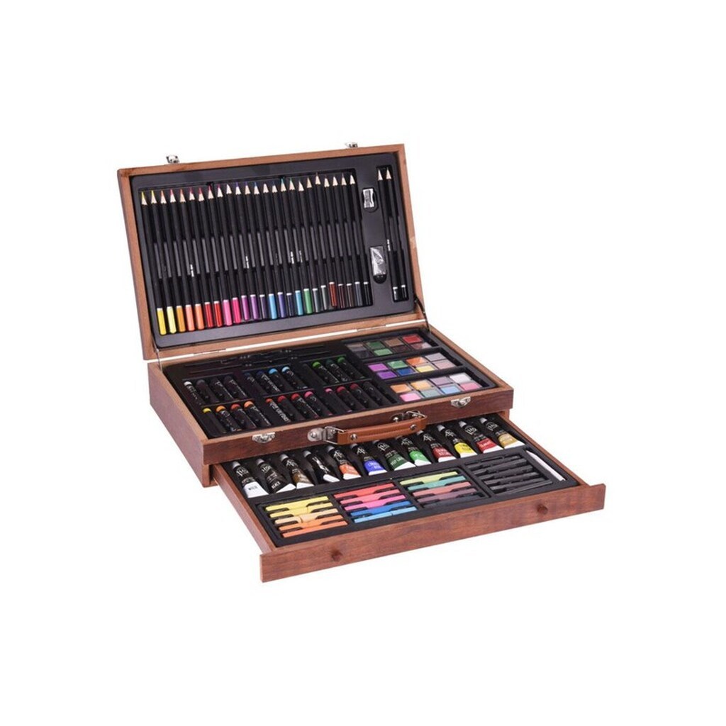 Artist &amp; Co Painting and Drawing Set in Wooden Case 112 pcs.