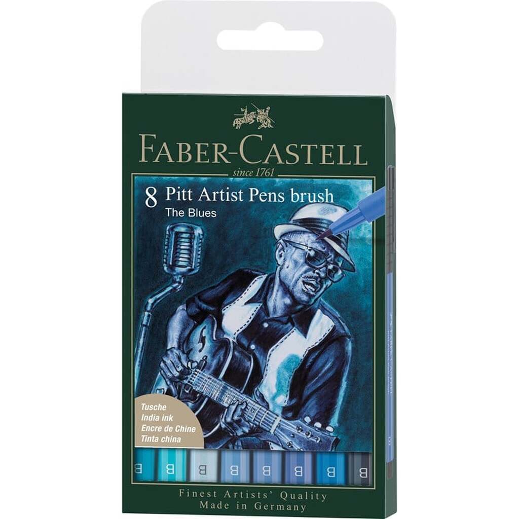 Faber-Castell Pitt artist pen B The Blues 8 ass