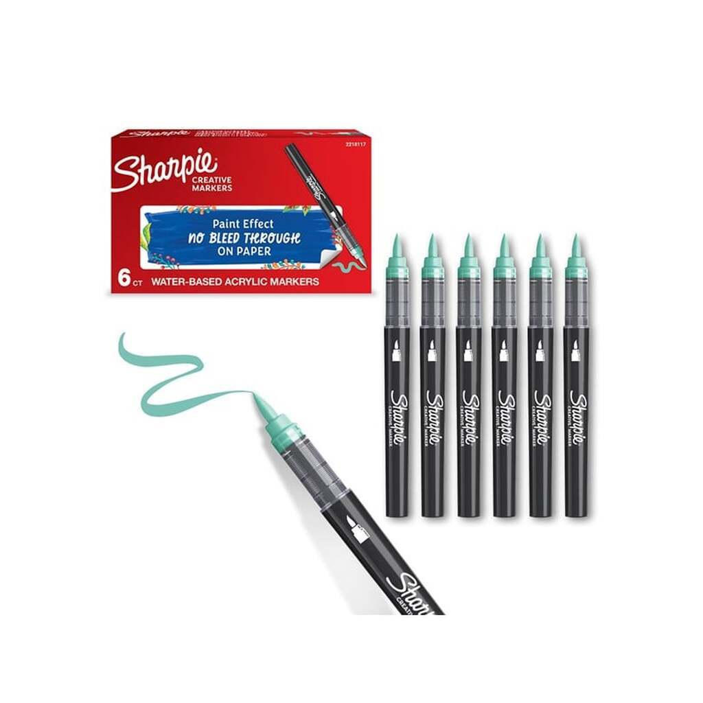 Sharpie Creative Akryl Paint Marker  | Penselspids | Søgrøn | 6 stk