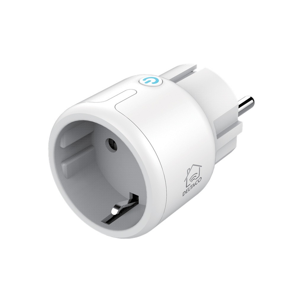 Deltaco Stikprop, LED-indikator, Wi-Fi 2.4GHz, energiovervågning, 1xCEE 7/3, 15A, timer, hvid