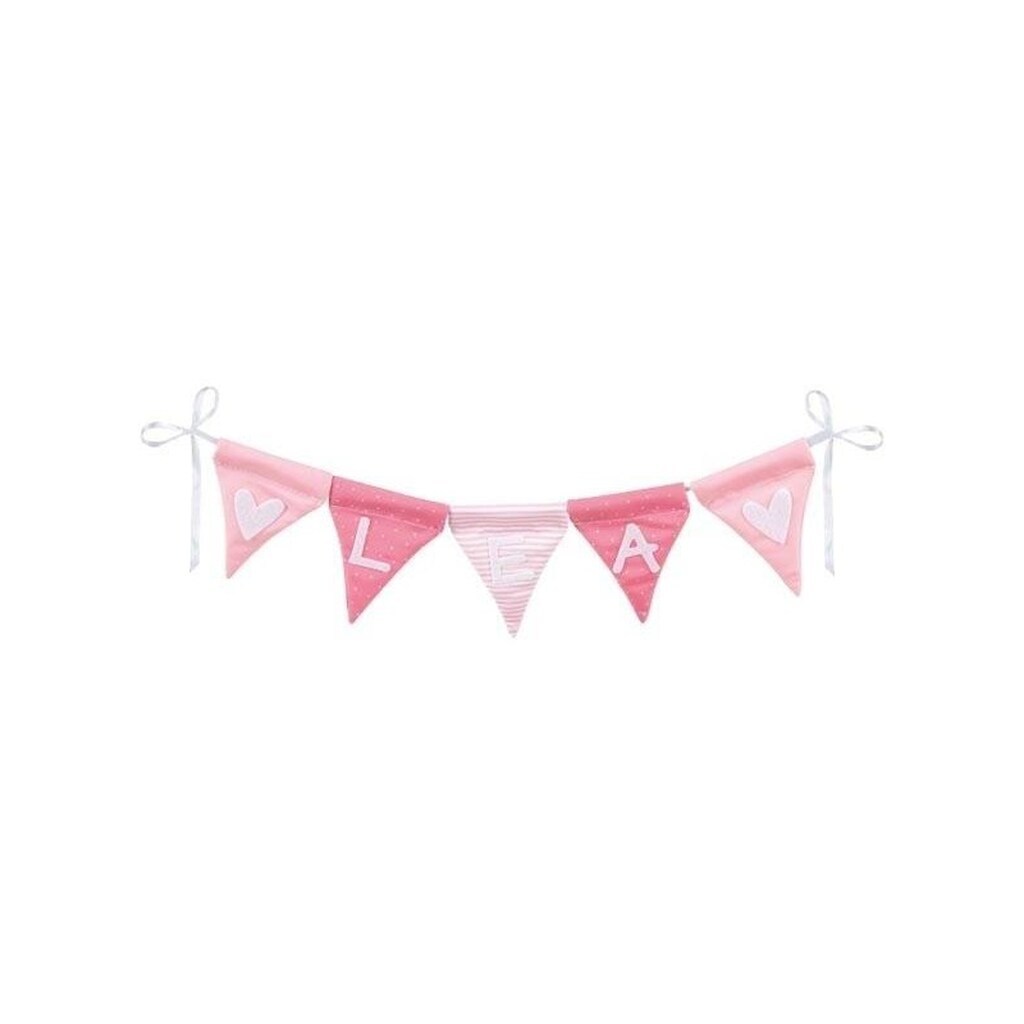 Goki Fabric Bunting Make Pink with 10 Flags and Alphabet Characters