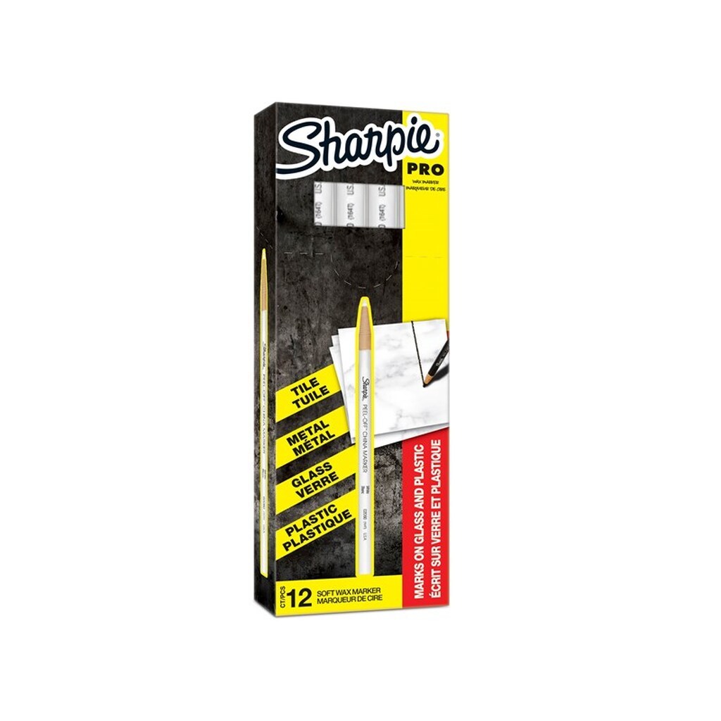 Sharpie Peel Off China Markers | Fin spids | Hvid | 12 styk