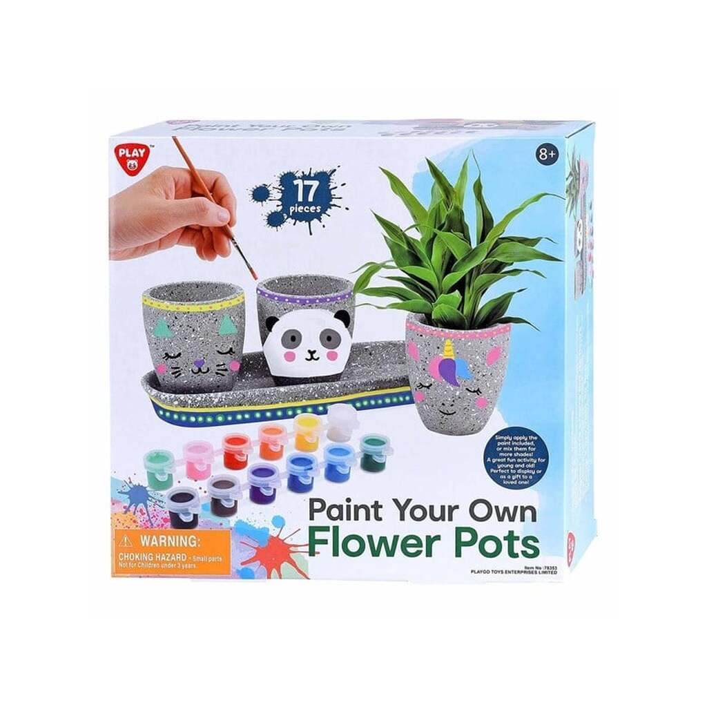 PLAY go Paint Your Own Cement Flower Pots - 17pcs.