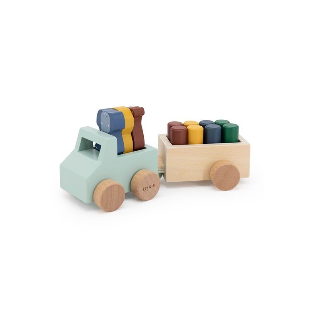 Trixie Baby Wooden Animal Car with Trailer