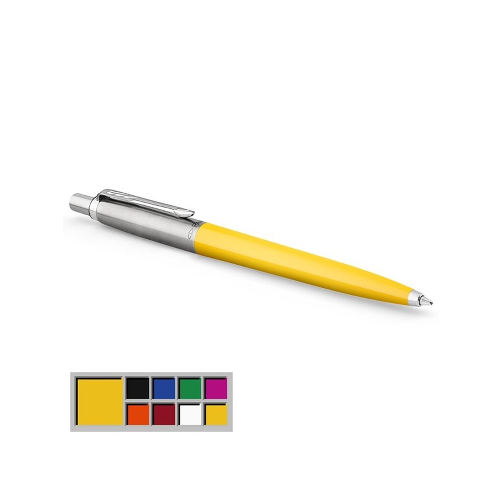 Parker Jotter Originals-kuglepen, gul lakering, medium spids, blå blæk, boblepakke
