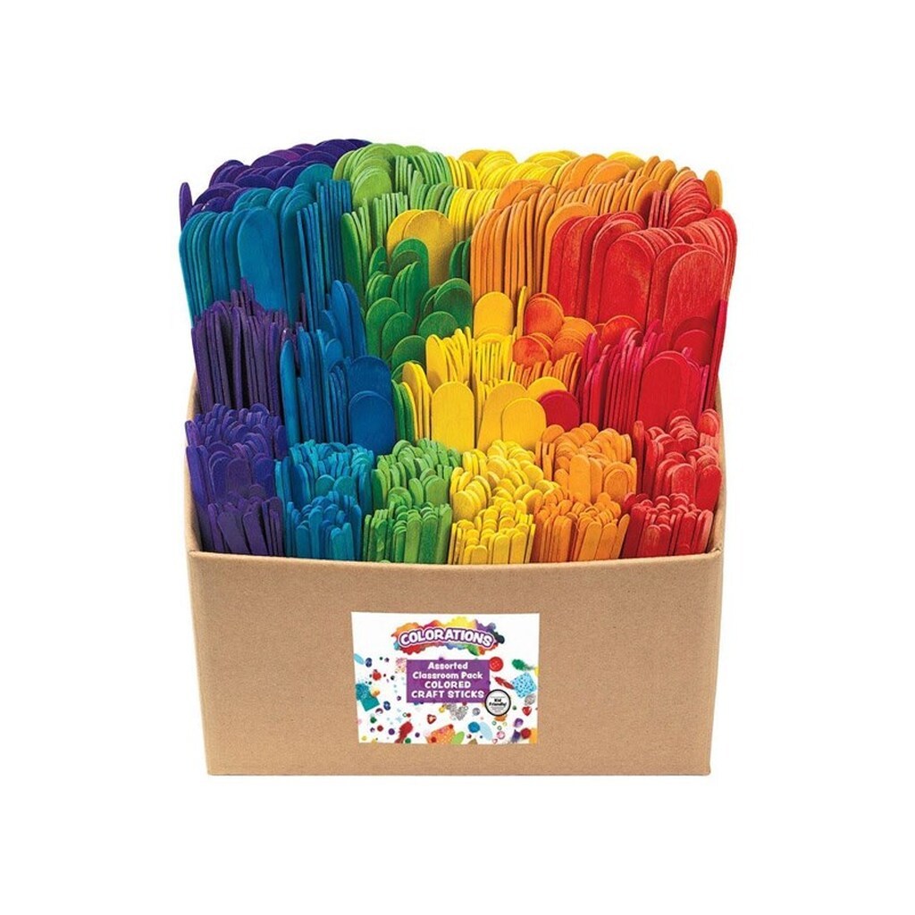 Colorations - Colored Wooden Craft Sticks Classroom Pack 1200pcs.