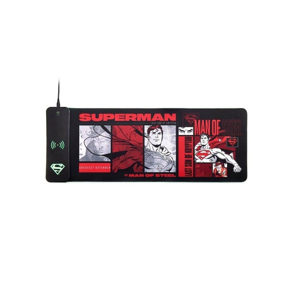 Numskull DC Comics Superman XL RGB Gaming Mat with 15W Wireless Charger