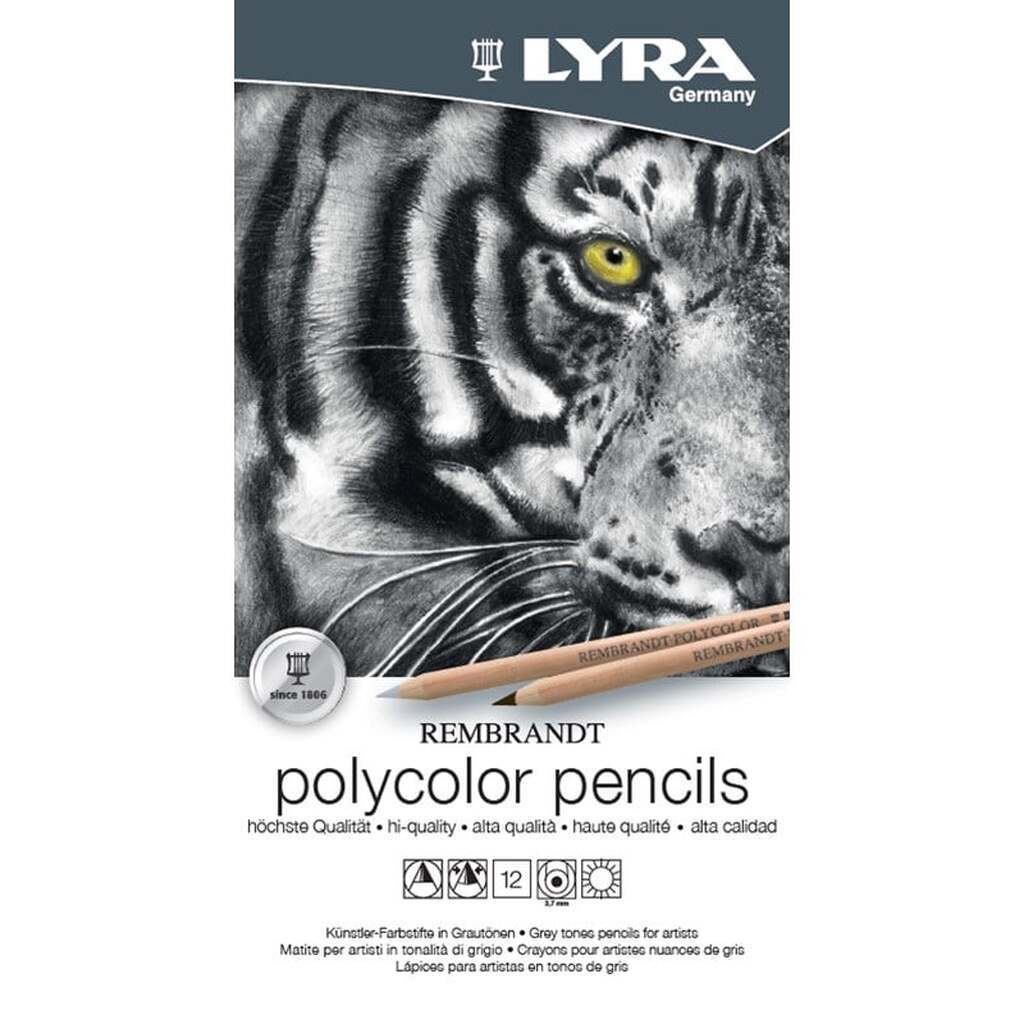 Lyra Rembrandt Polycolor Grey Tin Box 12 pcs