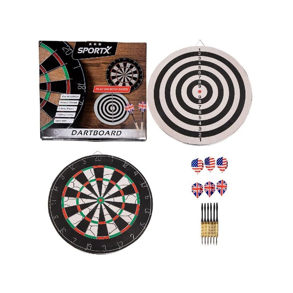 SportX Dartboard Flocked with 6 Darts