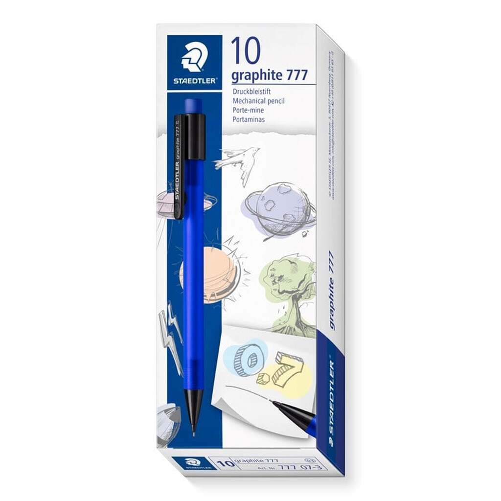 Staedtler GRAPHITE 777 PENCIL, 10 STK, 0,7mm BLÅ/SORT