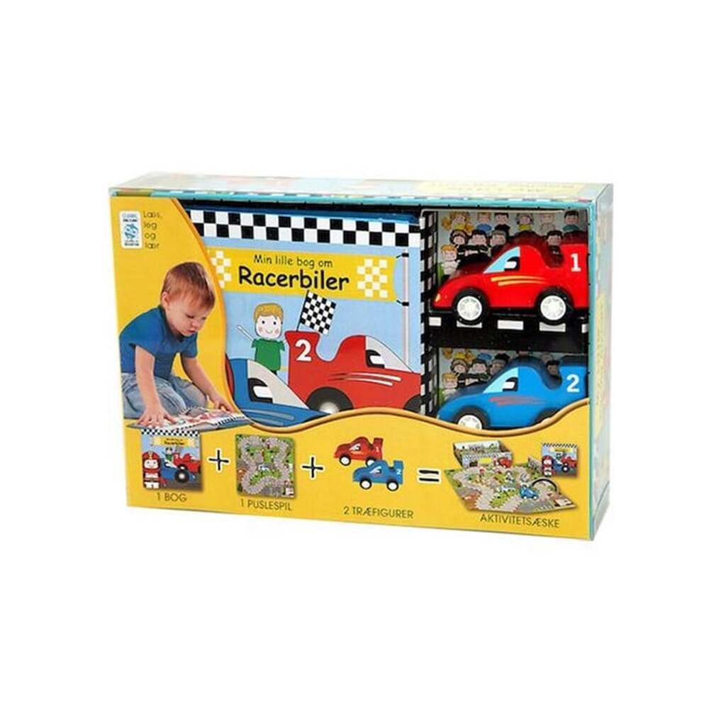 Min lille racerbane - Aktivitetsæske - Børnebog - Hardcover