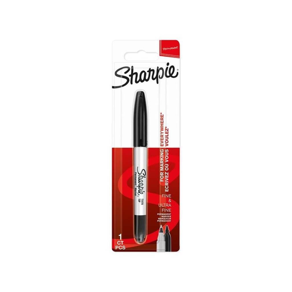 Sharpie Twin Tip Permanent Marker | Fin og meget fin spids | Sort | 1 styk