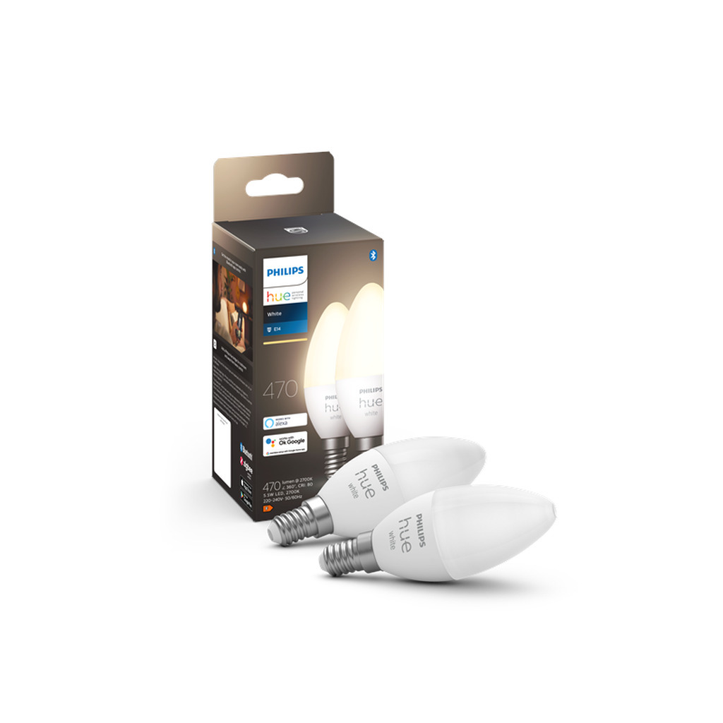 Philips Hue White E14 B39 Kertepære - 2-Pakke
