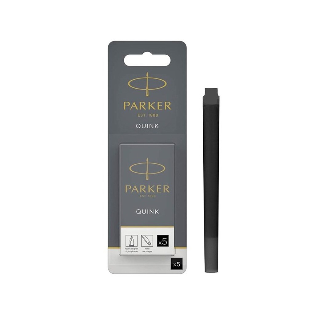 Parker Lange PARKER QUINK-fyldepenspatroner, sorte, 5 stk.
