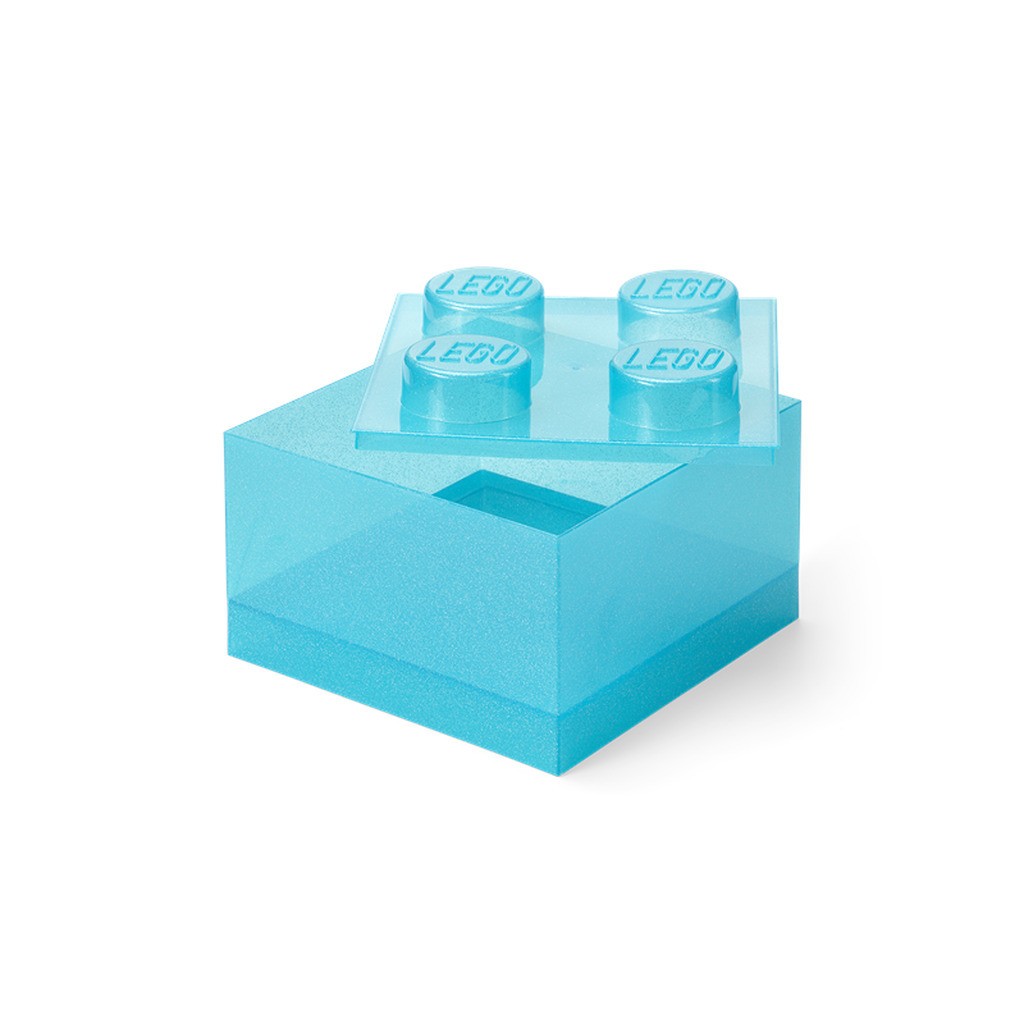 LEGO Storage Brick 4 Top Lid Glitter Light Blue