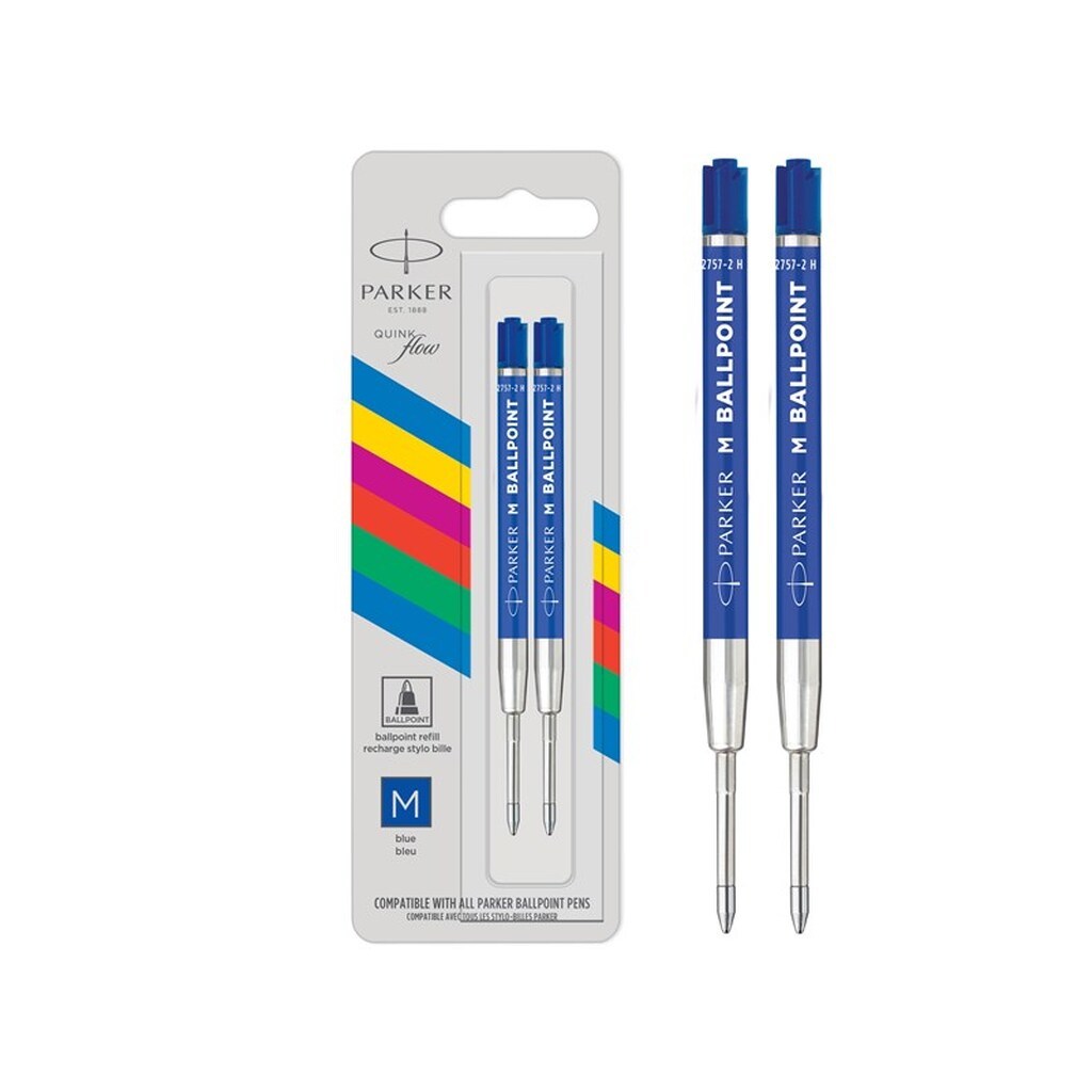 Parker Ballpoint Pen Refills | Medium spids | Blåt QUINKflow-blæk | 2 Stk