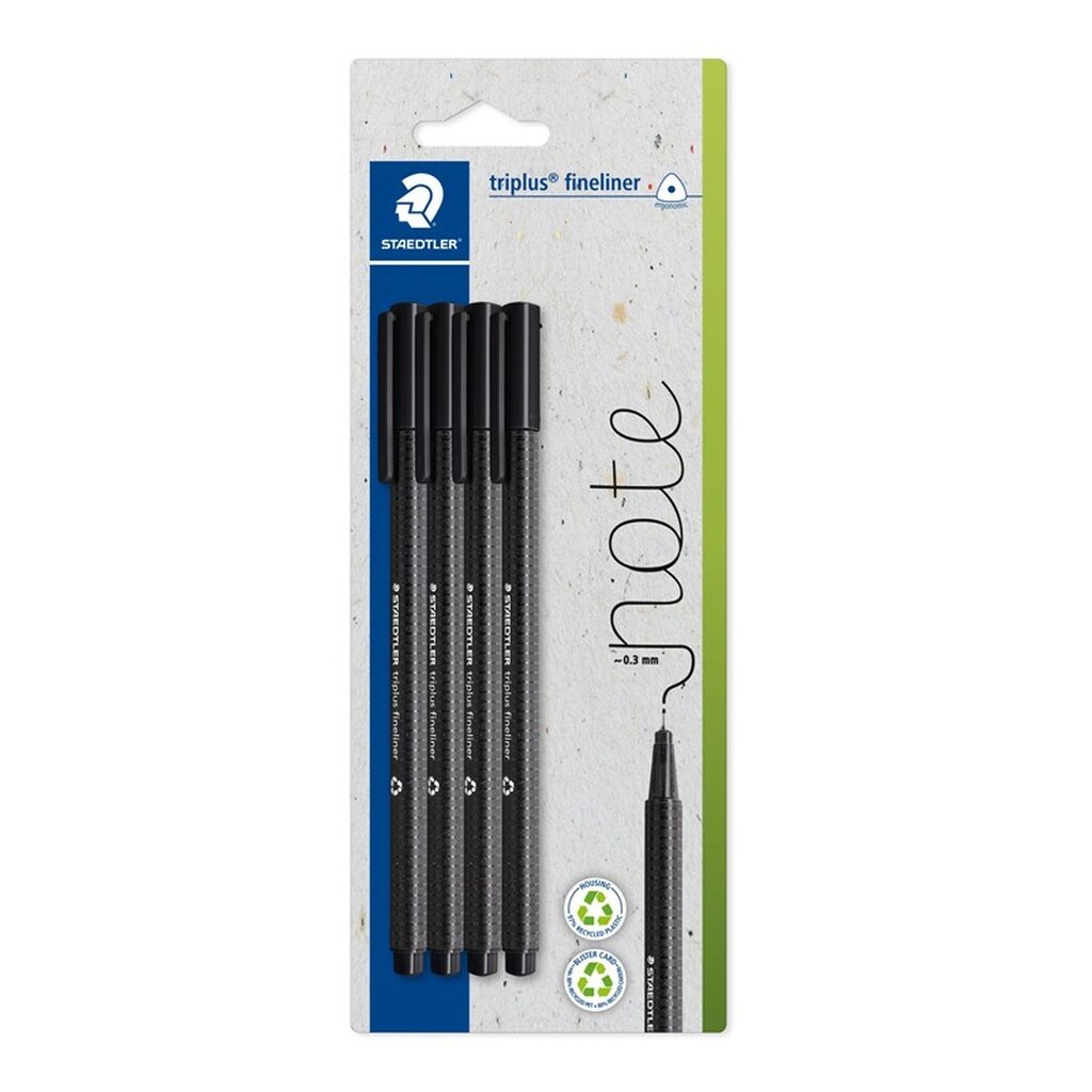 Staedtler TRIPLUS FINELINER rPP SORT 4/BK