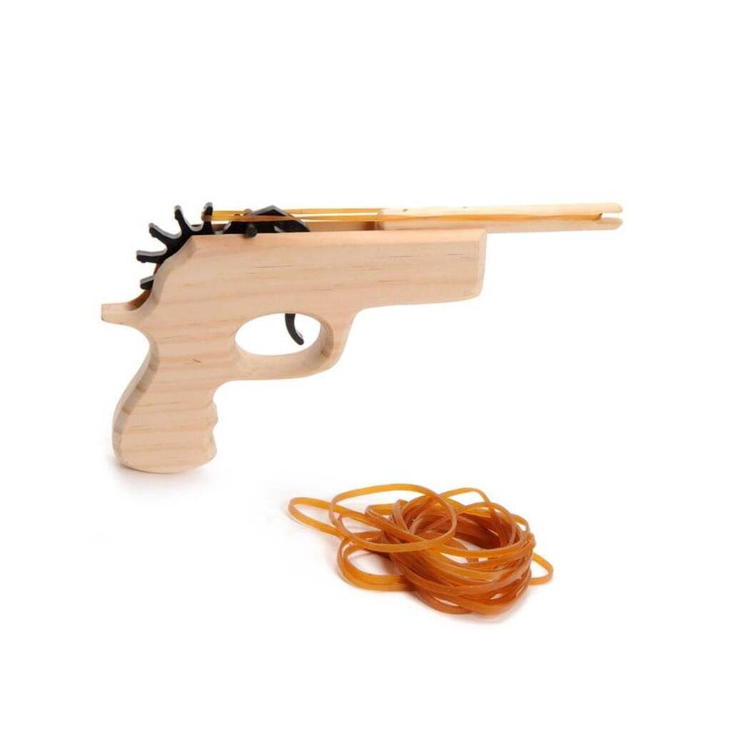 Playwood Wooden Gun with Elastic Band
