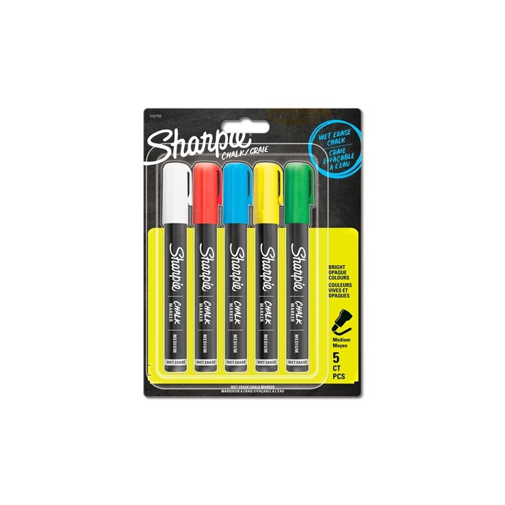 Sharpie kridtmarkører | Wet Erase Chalk Markers | Assorteret farver | 5 styk