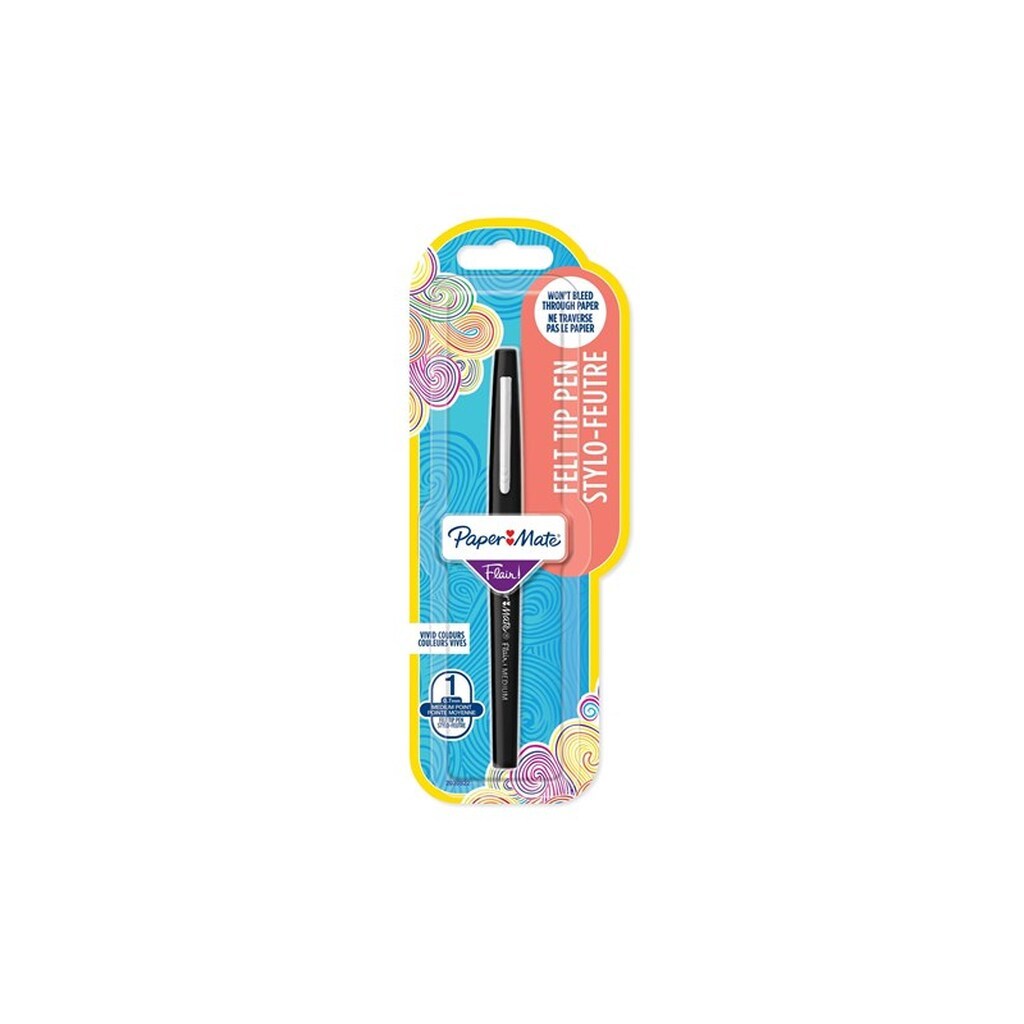 Paper Mate Flair Felt Tip Pens | Medium spids (0,7 mm) | Sort | 1 styk