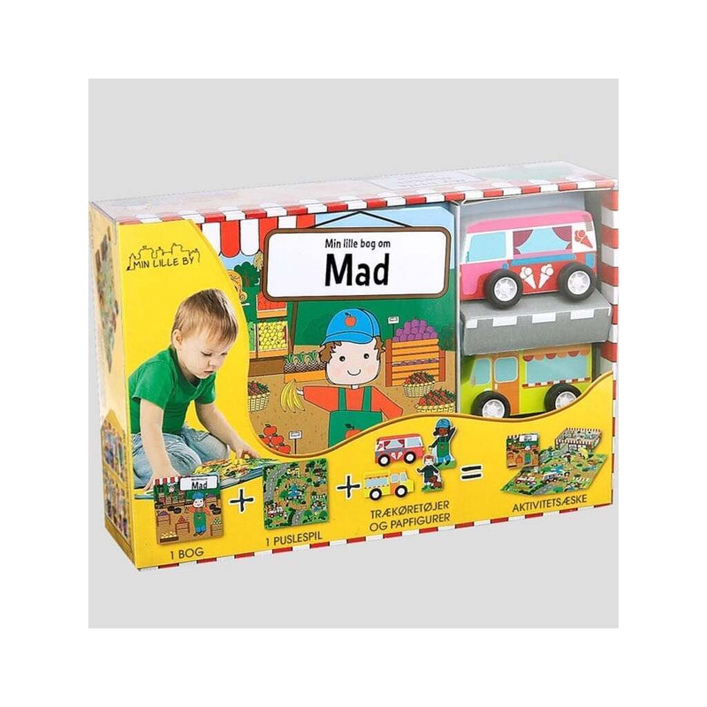 Min lille markedsplads - Aktivitetsæske - Børnebog - Hardcover