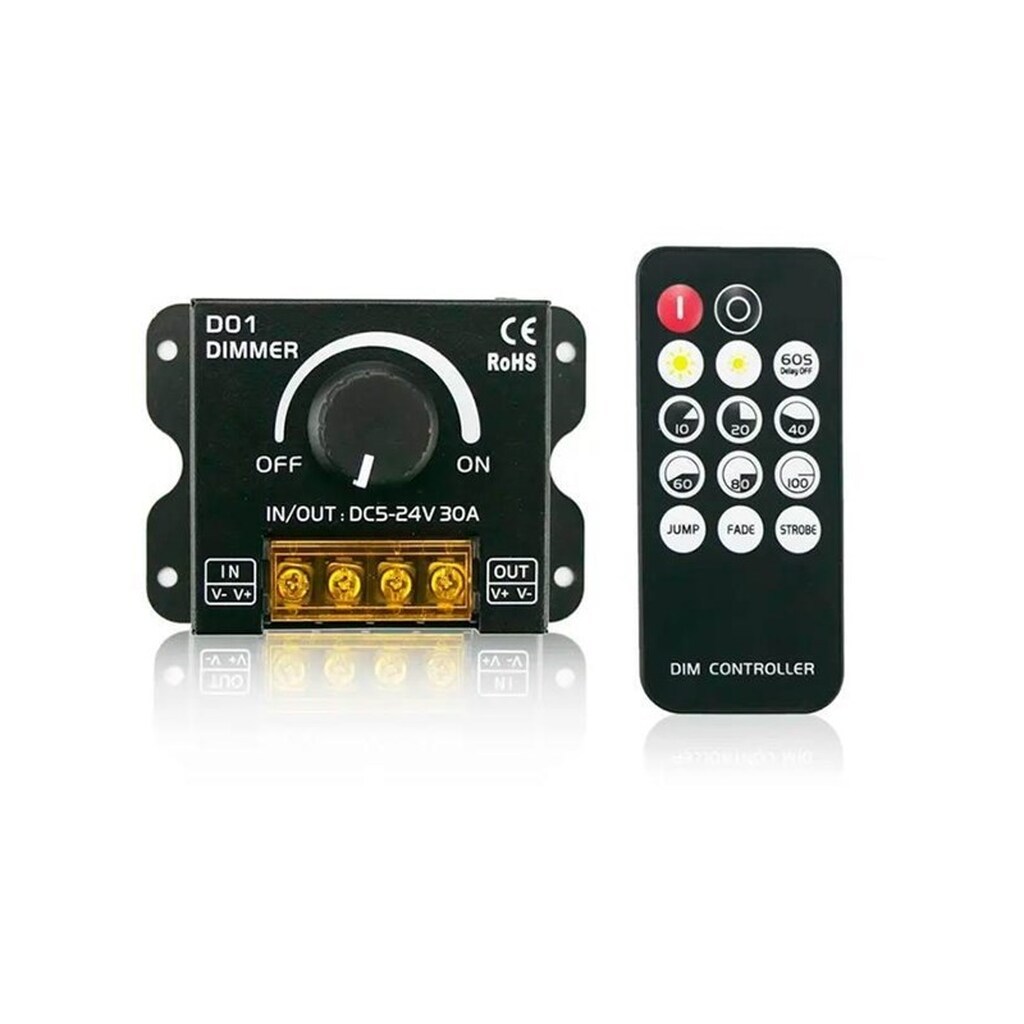 Light Solutions Lysdæmper - Manuel + Remote - 5V/12V/24V - 30A