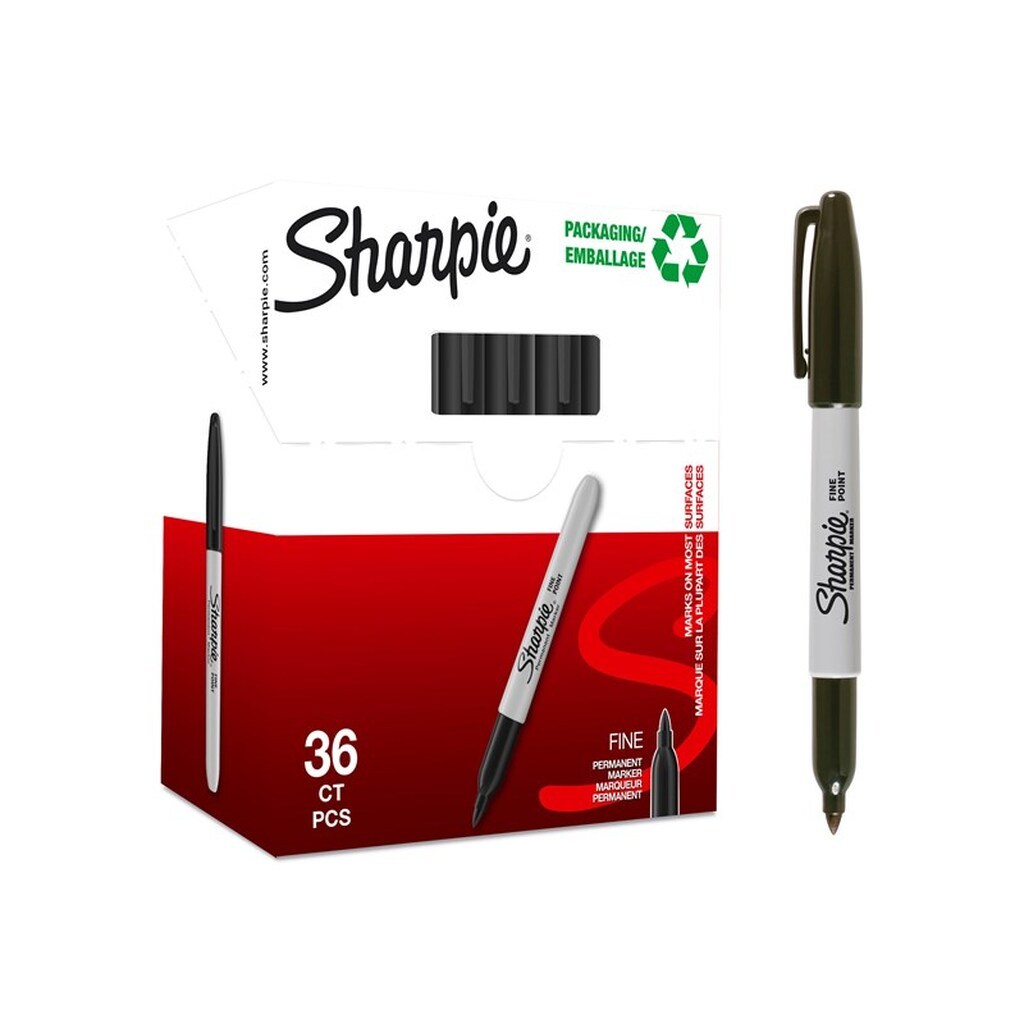 Sharpie Permanent Markers | Fin spids | Sort | 36 styk