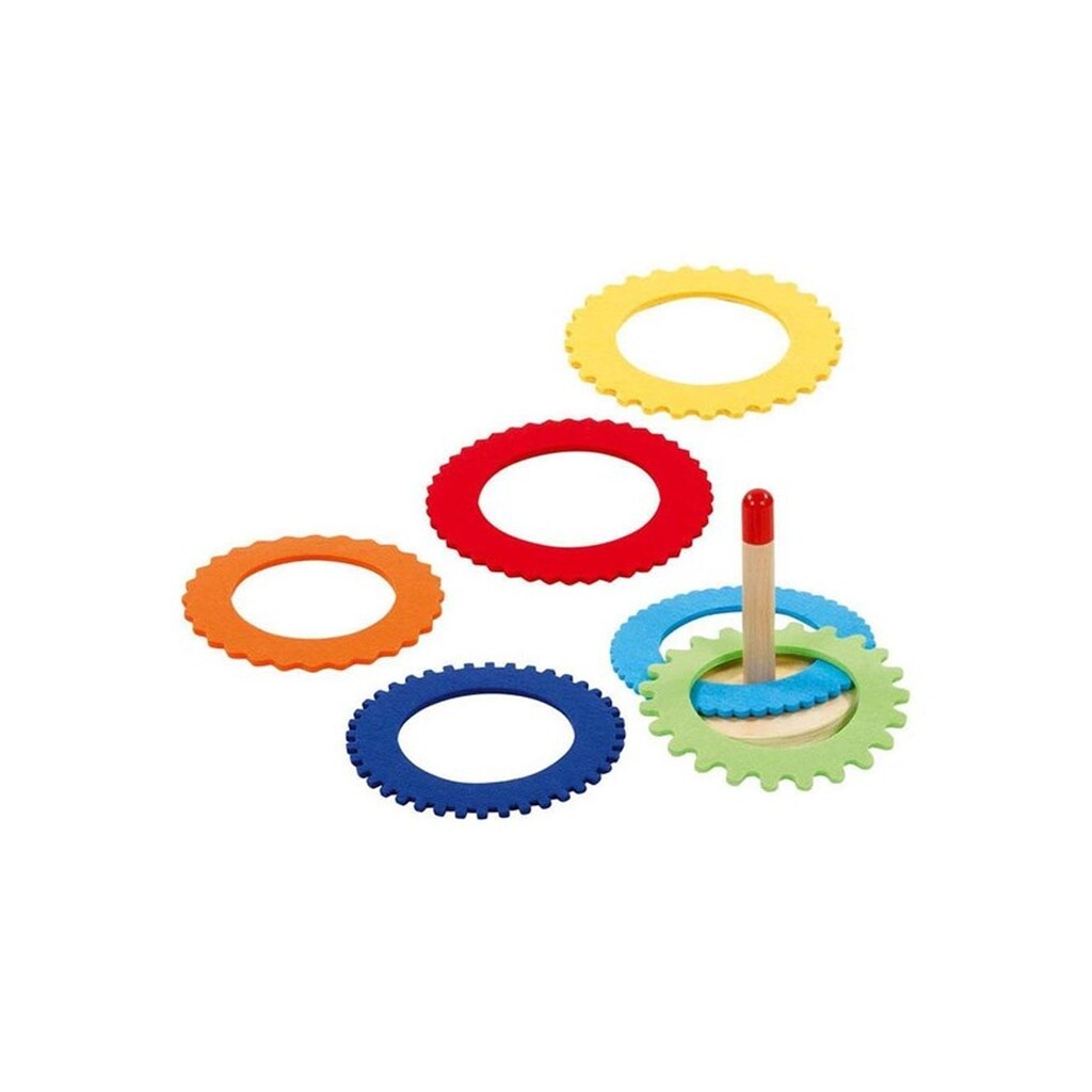 Goki - Wooden Ring Throwing Game with 6 Felt Rings