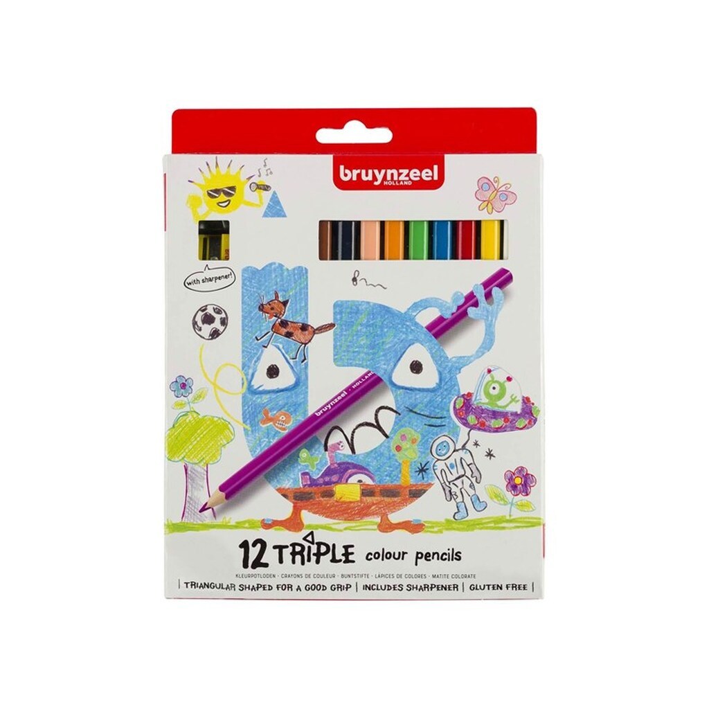Bruynzeel Kids Triple Coloured Pencils Set 12