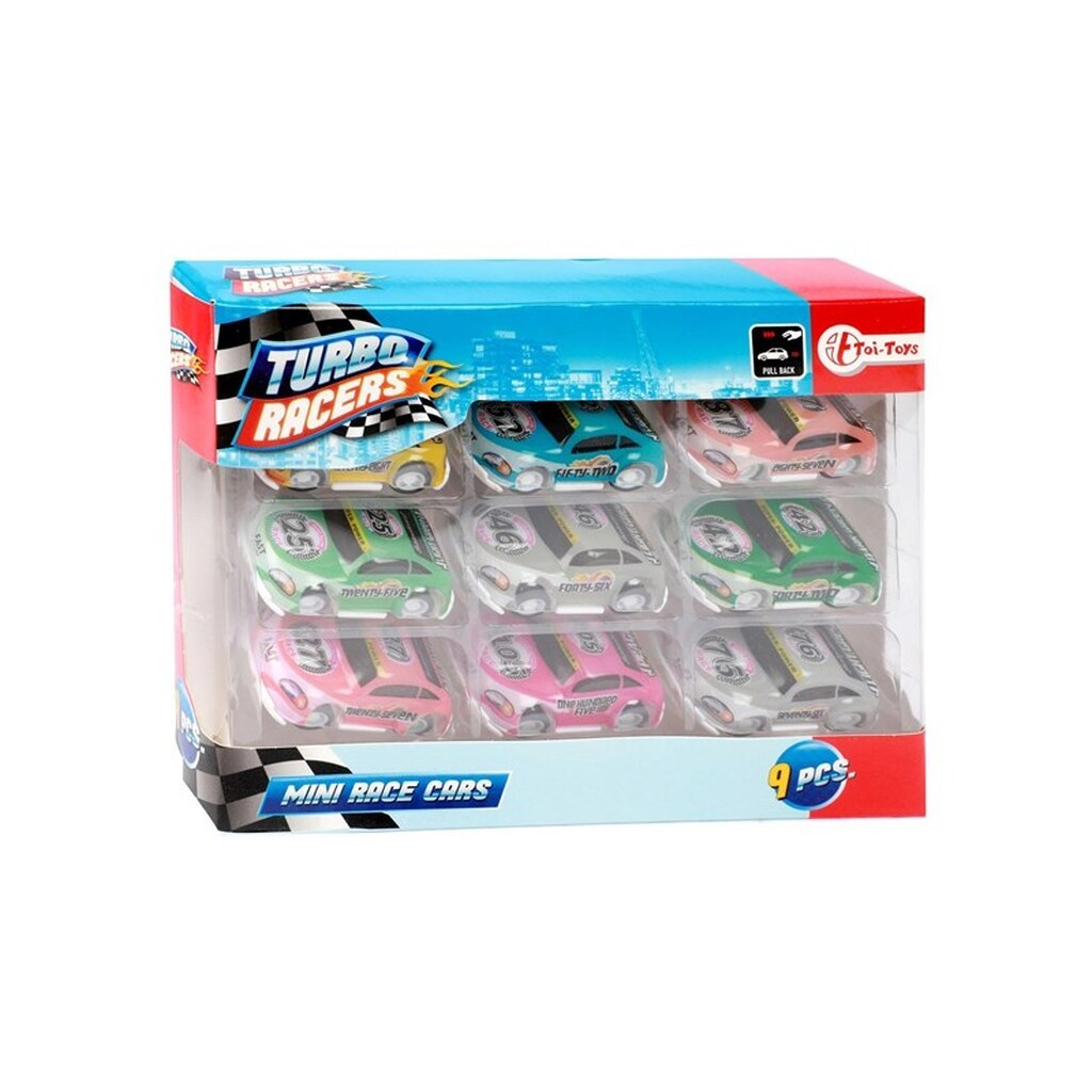 Toi-Toys Turbo Racers Mini Rally Pull Back Cars 9pcs.