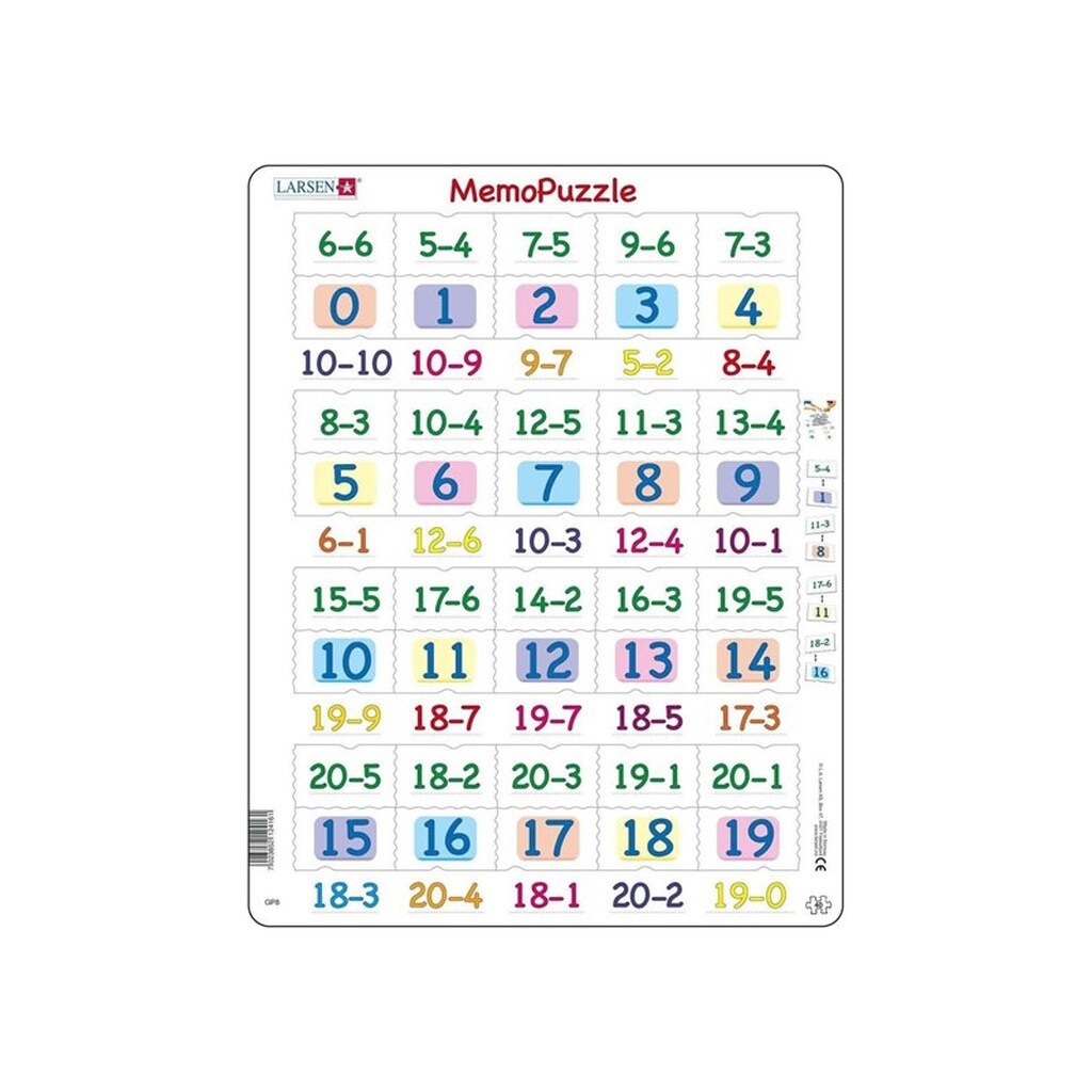 Selecta Play Larsen Memo Puzzle - Subtraction with Numbers from 0-20 40 pcs.