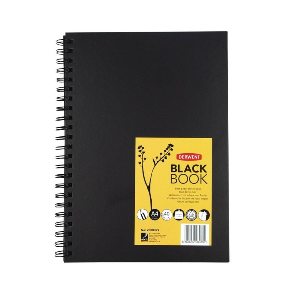 Derwent A4 wirebound black book skitsebog