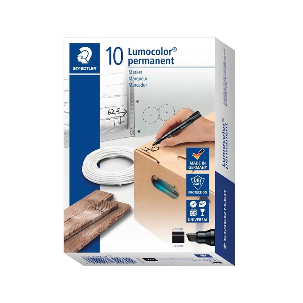 Staedtler LUMOCOLOR MARKER 10 STK, PERMANENT 2-5M GUL