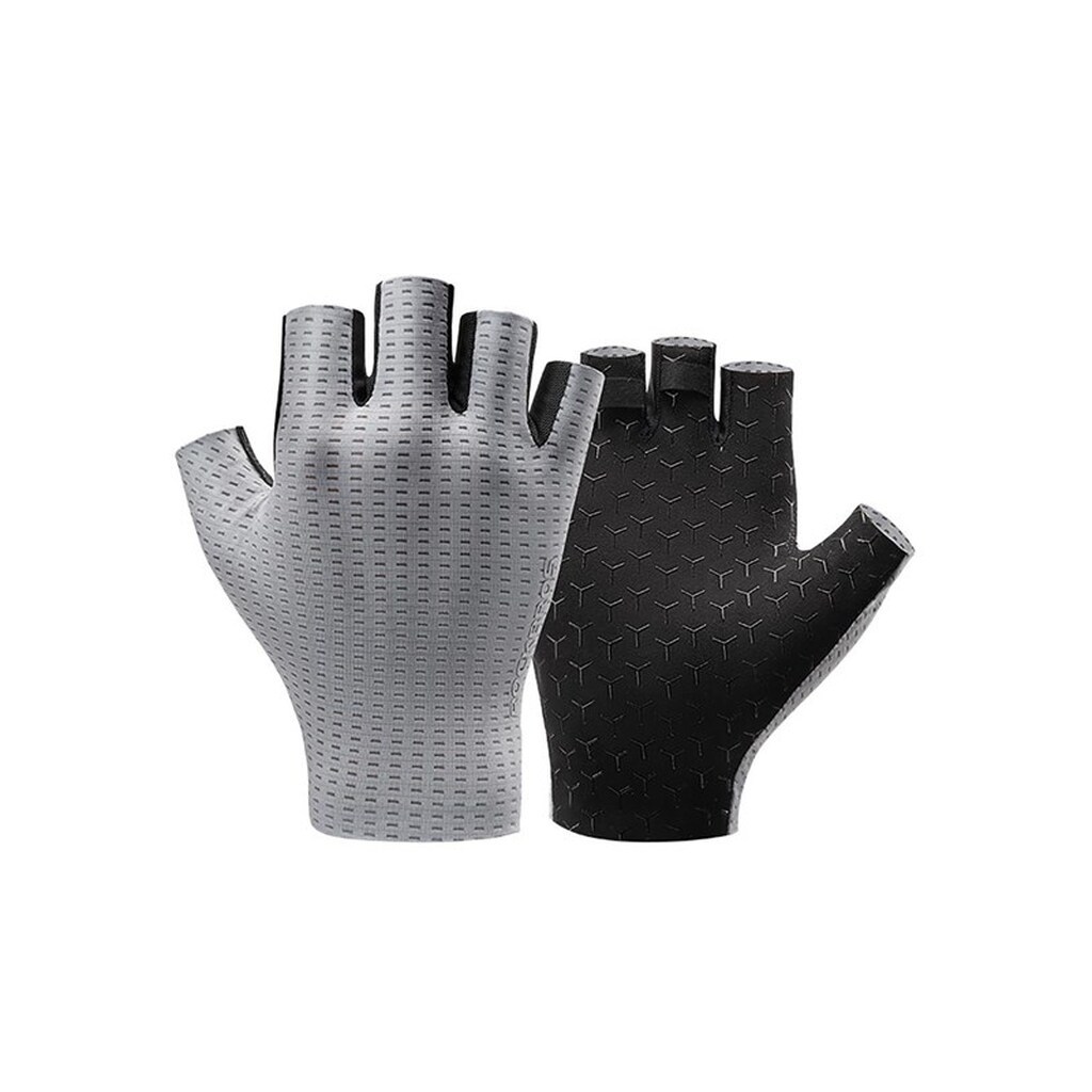 Rockbros Breathable Short Finger Cycling Gloves Size: M - Grey