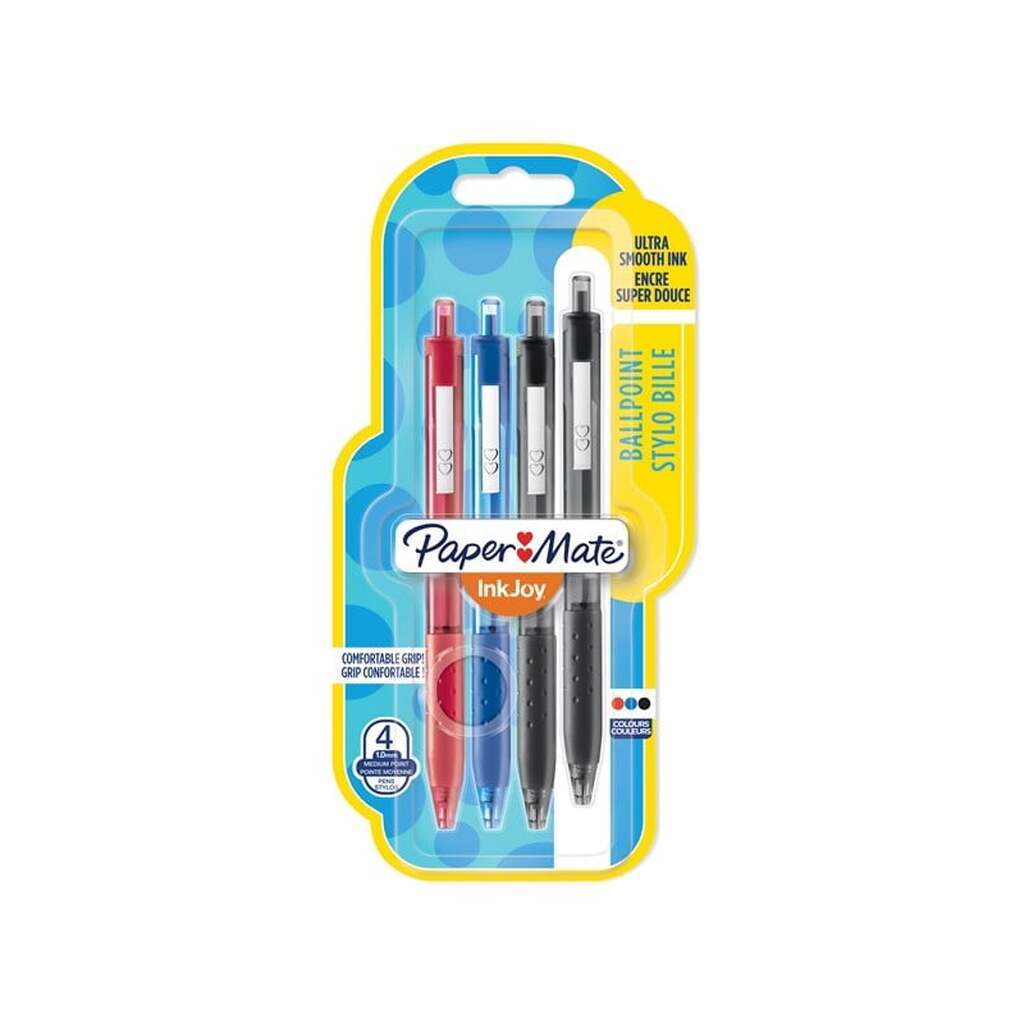 Paper Mate InkJoy 300RT Retractable Ballpoint Pens | Medium spids (1,0 mm) | Forskellige farver | 4 styk