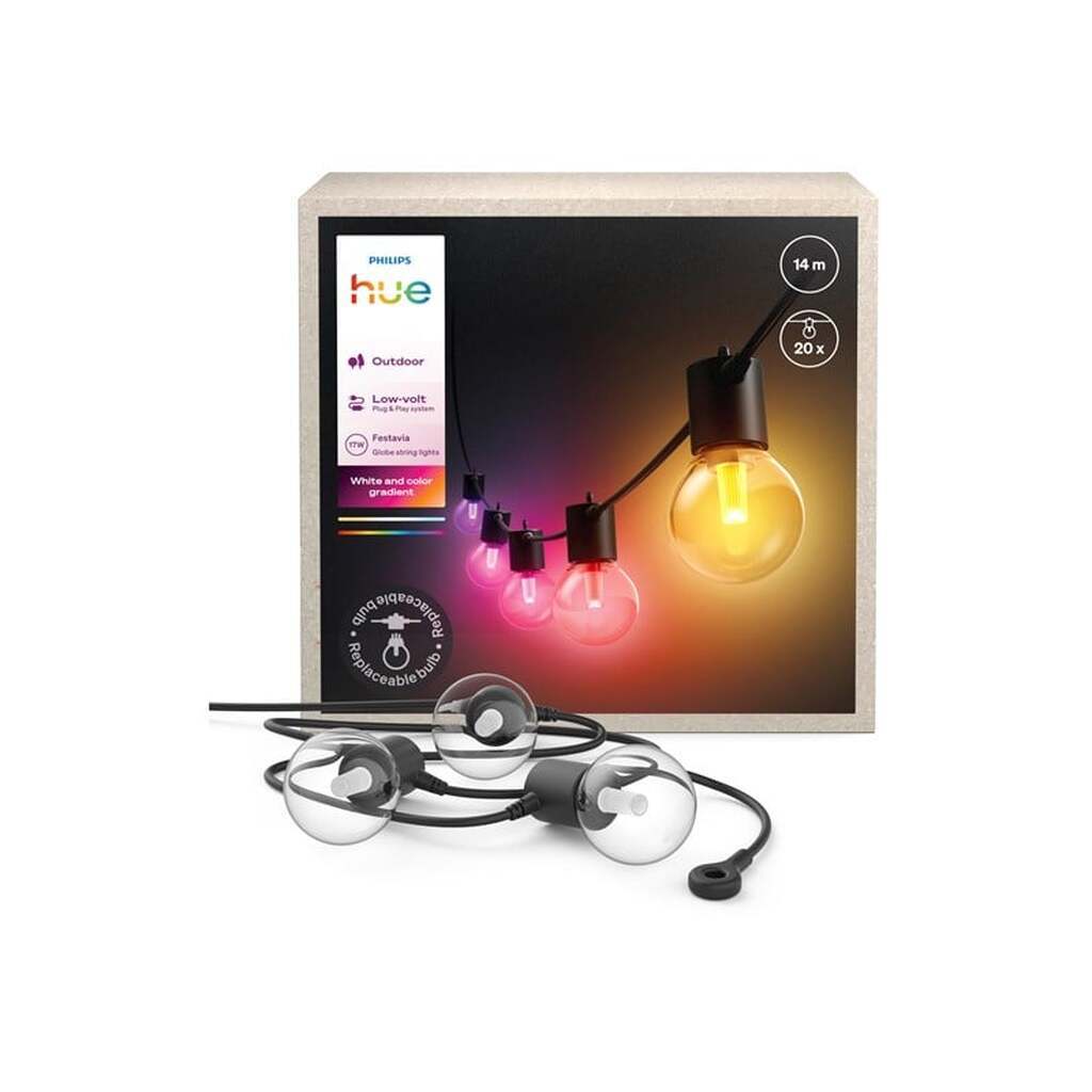 Philips Hue Festavia Globe udendørs lyskæde, 14 m