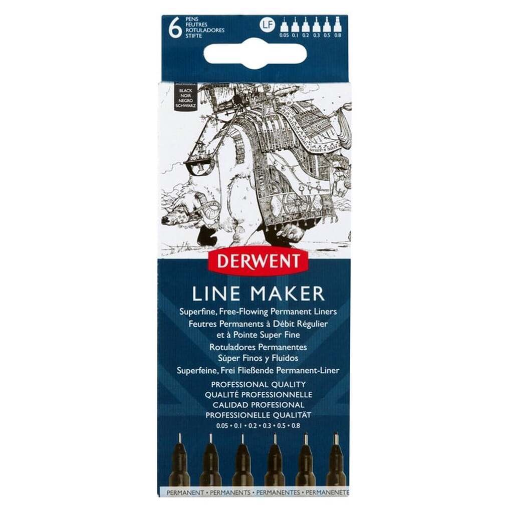 Derwent Line Maker Sort 6 stk.