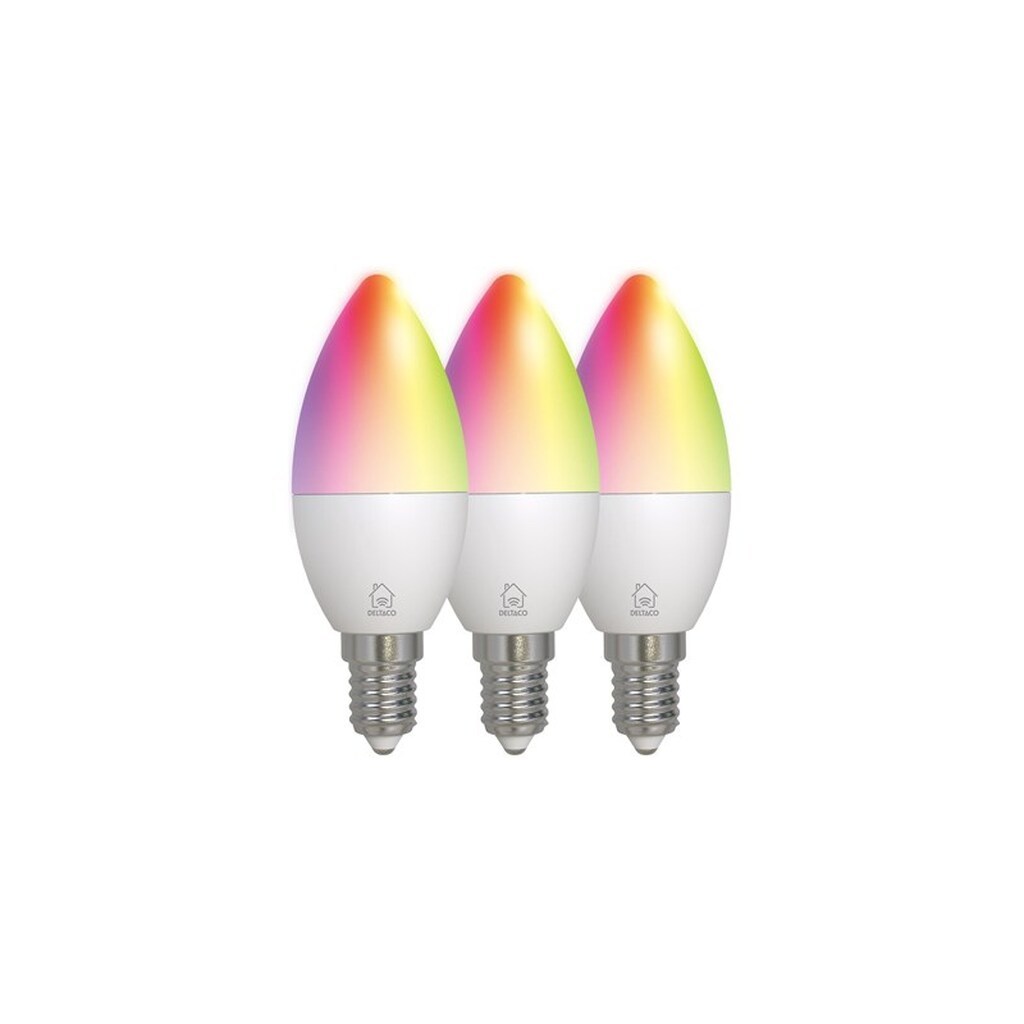 Deltaco SMART HOME - LED light bulb - shape: C37 - E14 - 4.9 W - RGB light - 2700-6500 K - white (pack of 3)