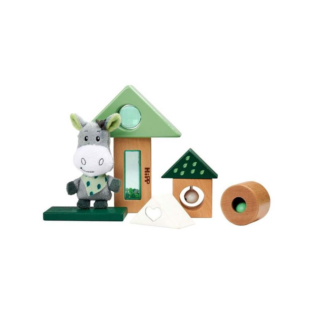 Eichhorn Baby Hipp Wooden Sound Blocks with Donkey Plush Toy