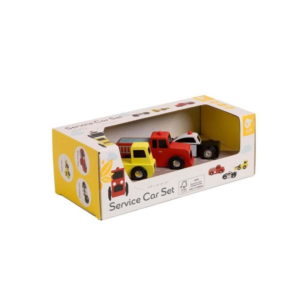 Classic World Wooden Emergency Service Cars Set 3pcs.
