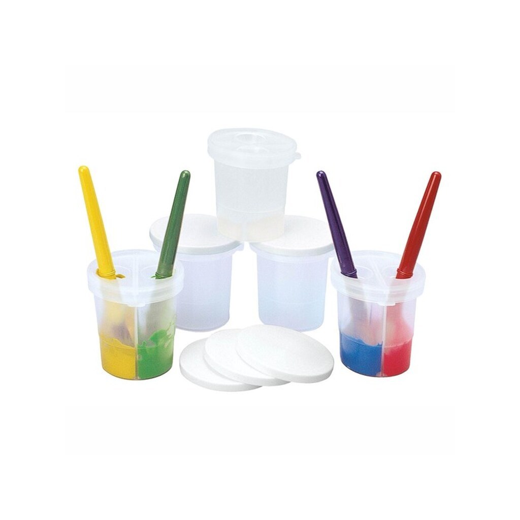 Colorations Paint Cup with Lid and 2 Divider Compartments Set of 5